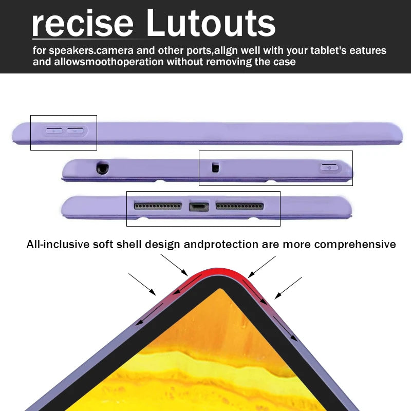 Español Funda protectora para iPad, accesorios para iPad Air 1/2/3/4/5 Pro 12,9 Pro 11 Mini 6, 5/6/7/8/9/décima generación