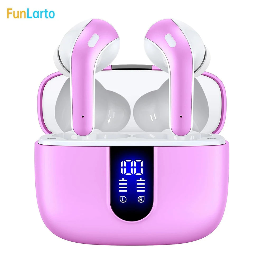 Auriculares inalámbricos con Bluetooth 5,3, reducción de ruido de llamadas de cuatro micrófonos ENC, tiempo de reproducción de 50 horas Auriculares inalámbricos Bluetooth