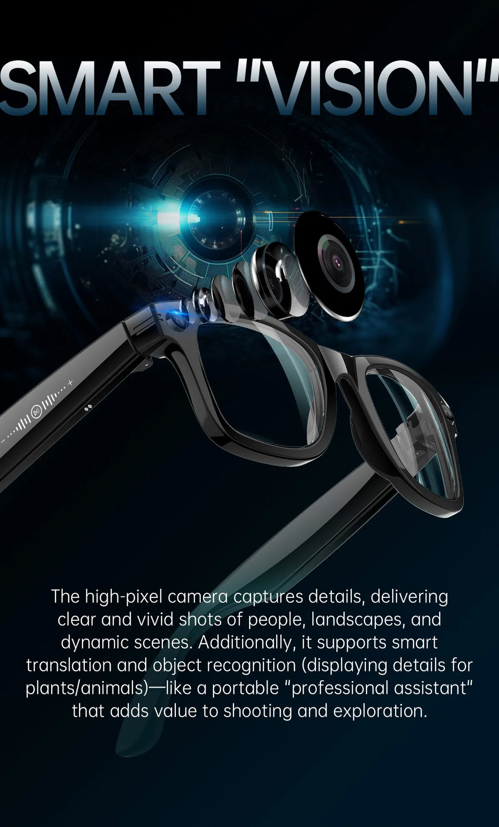 New AI Smart Glasses with Camera 8MP HD 1080P Video Record 4GB Men Women SI Real-time Translation BT Call Music Play Sunglasses