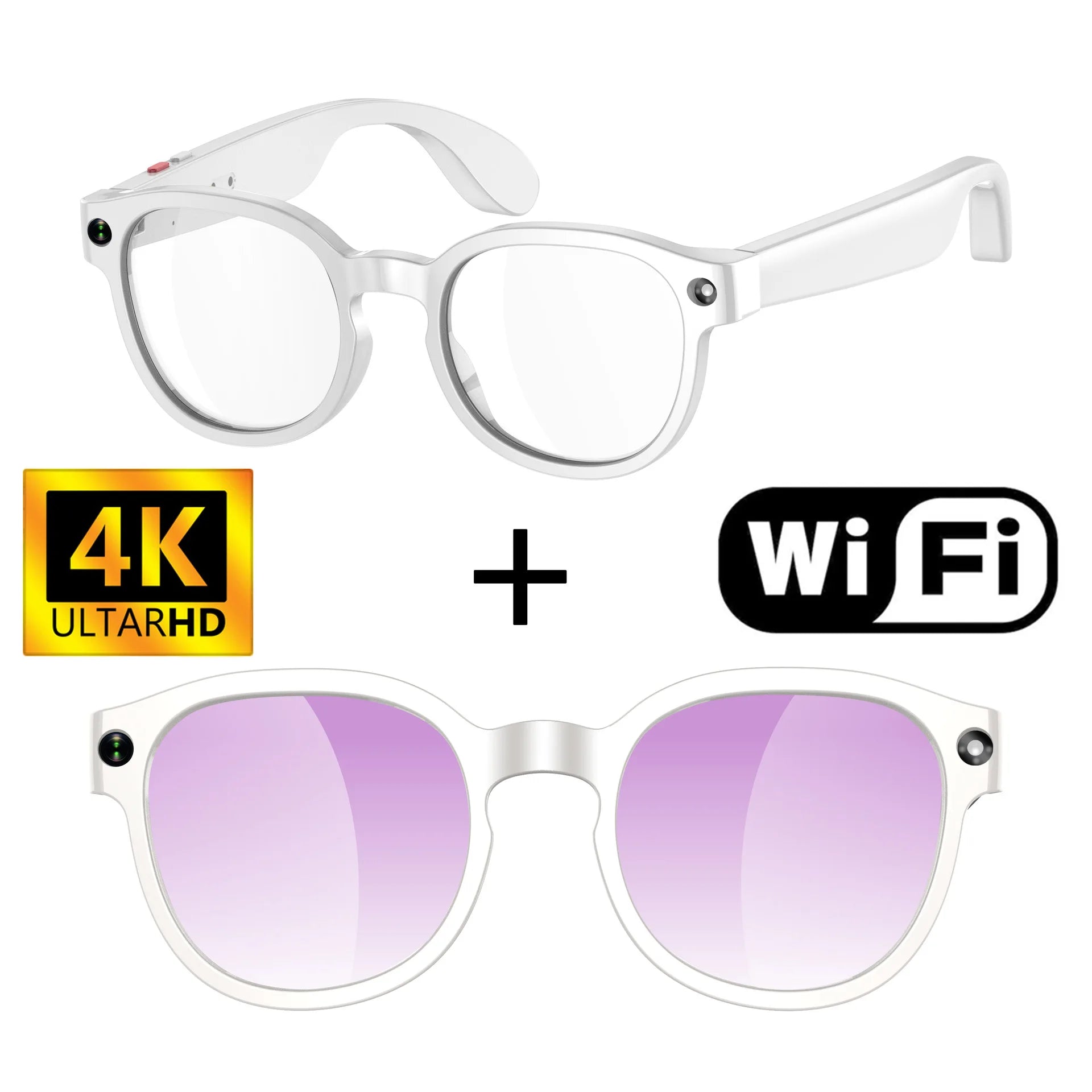 Gafas Inteligentes con IA 2026, Traducción por IA, Cámara HD de 8MP, Grabación de Imágenes 4K, Conversación, Grabación, Escucha de Música