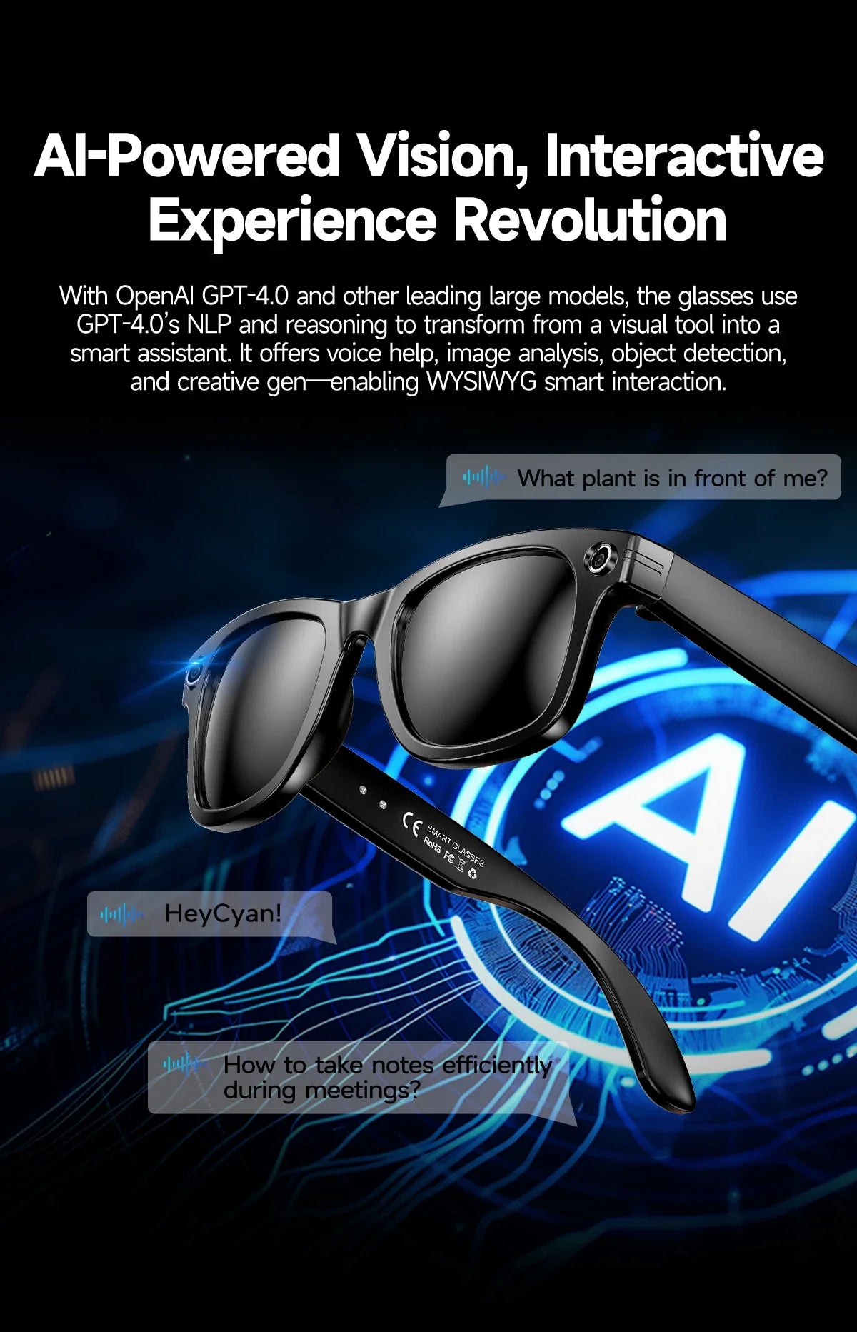 2026 AI Smart Glasses with 8MP Camera Video Recording 100+ Languages Translation Sunglasses Bluetooth Call Music Play Men Women