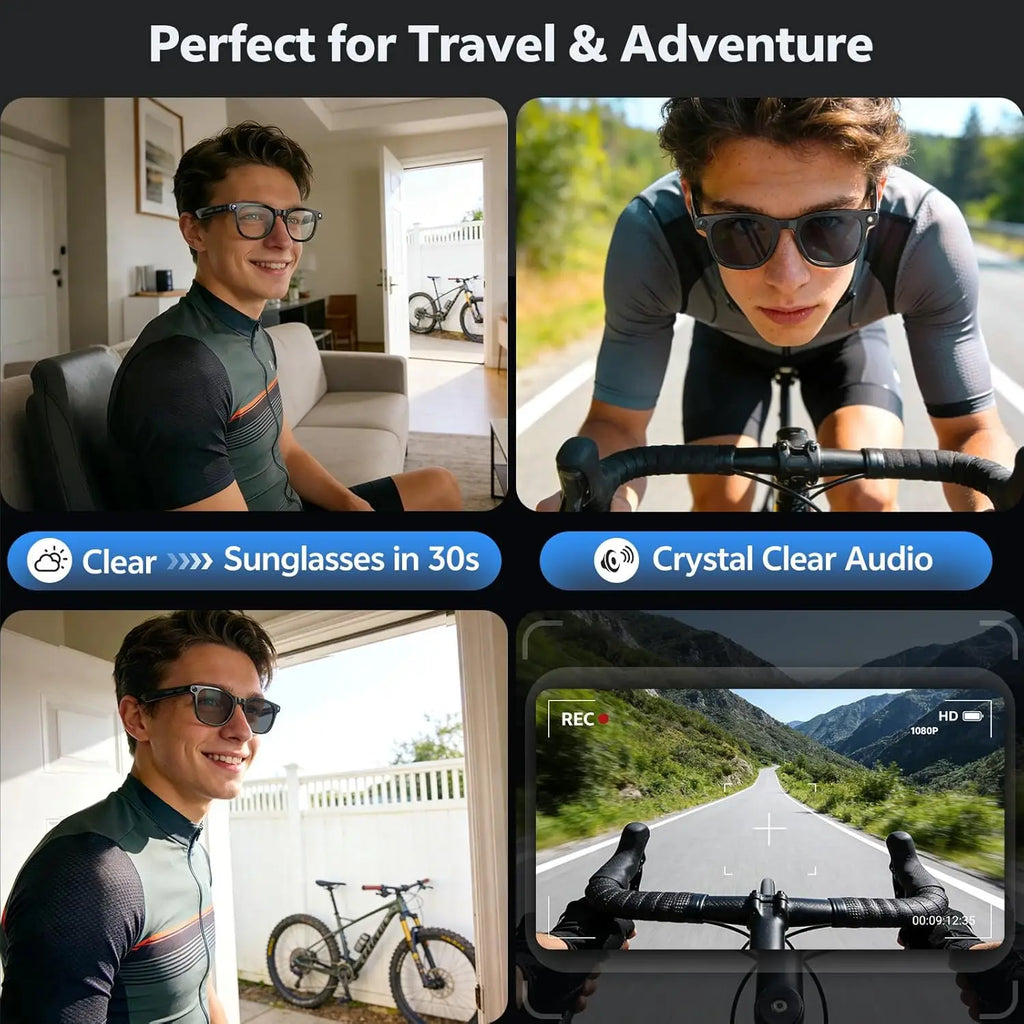 Gafas Inteligentes con IA 2026, Cámara HD 4K de 800W, Memoria de 32GB, Traducción a Más de 139 Idiomas, ChatGPT, Música, Fotos y Video, Gafas de Sol para Hombre y Mujer