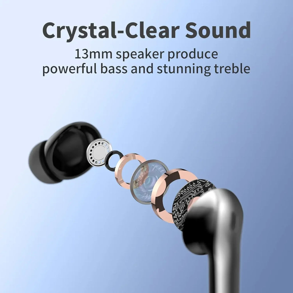 Auriculares inalámbricos con Bluetooth 5,3, reducción de ruido de llamadas de cuatro micrófonos ENC, tiempo de reproducción de 50 horas Auriculares inalámbricos Bluetooth