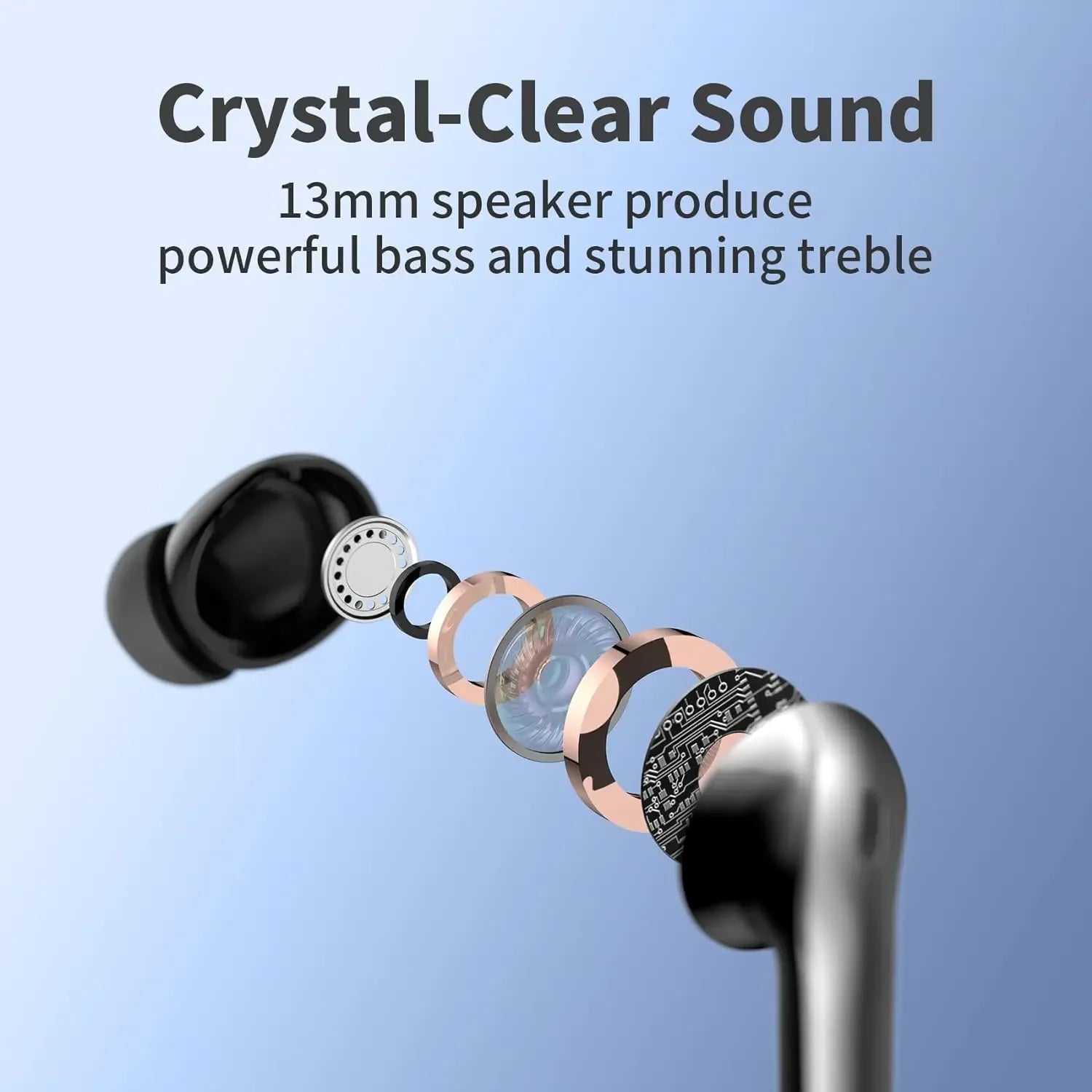Auriculares inalámbricos con Bluetooth 5,3, reducción de ruido de llamadas de cuatro micrófonos ENC, tiempo de reproducción de 50 horas Auriculares inalámbricos Bluetooth
