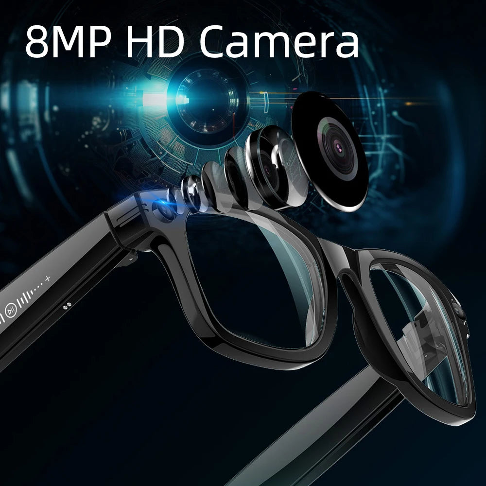New AI Smart Glasses with Camera 8MP HD 1080P Video Record 4GB Men Women SI Real-time Translation BT Call Music Play Sunglasses