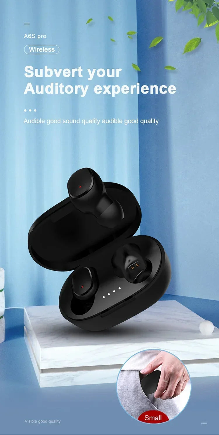Auriculares inalámbricos A6S TWS originales, auriculares Bluetooth, auriculares deportivos estéreo Fone Bluetooth
