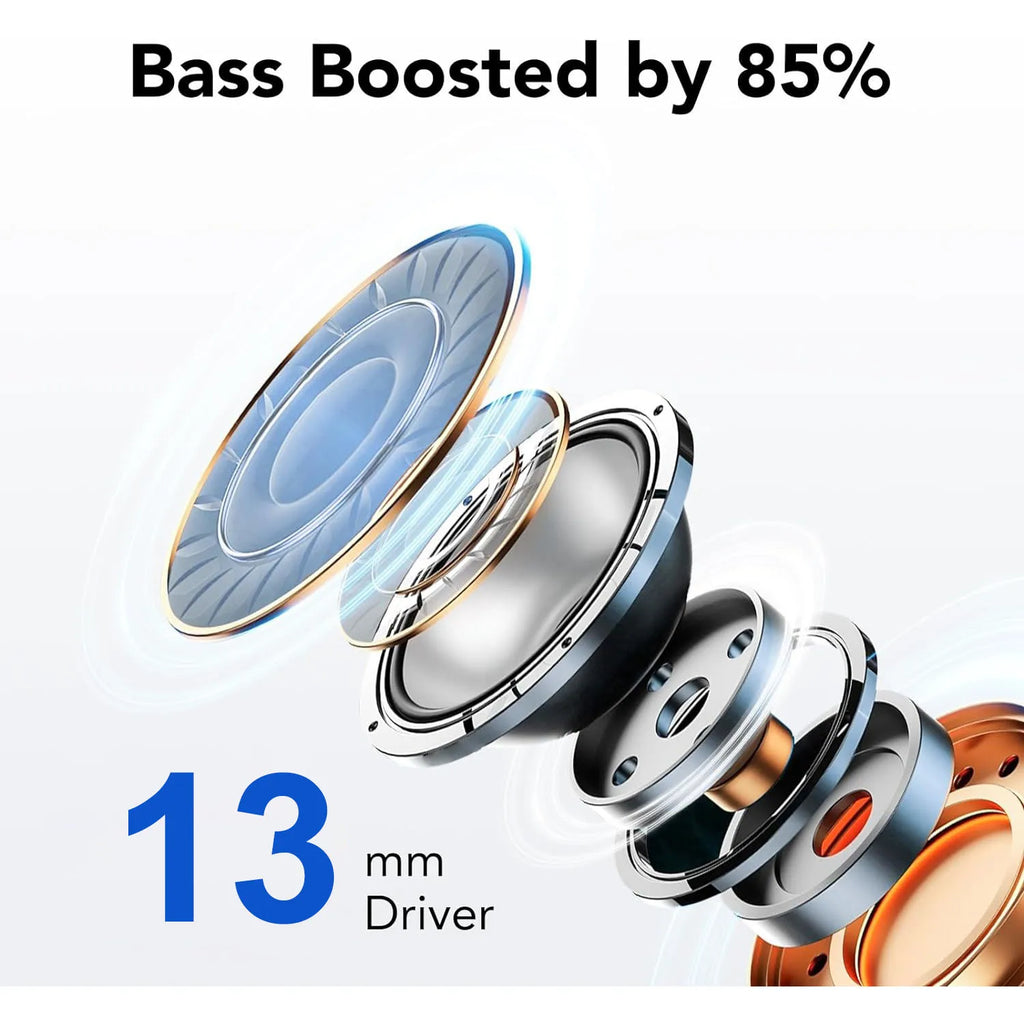 Auriculares inalámbricos con Bluetooth 5,3, reducción de ruido de llamadas de cuatro micrófonos ENC, tiempo de reproducción de 50 horas Auriculares inalámbricos Bluetooth