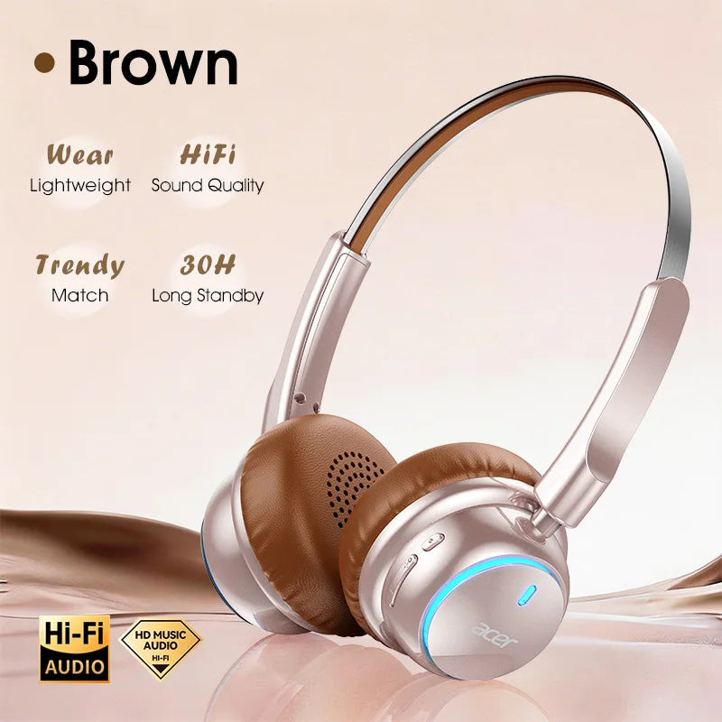 Acer Ohr645 Nuevos auriculares inalámbricos supraaurales con sonido envolvente, efecto de sonido de alta calidad, diseño de ajuste giratorio, tiempo de espera prolongado, adecuados para deportes y otras ocasiones para disfr