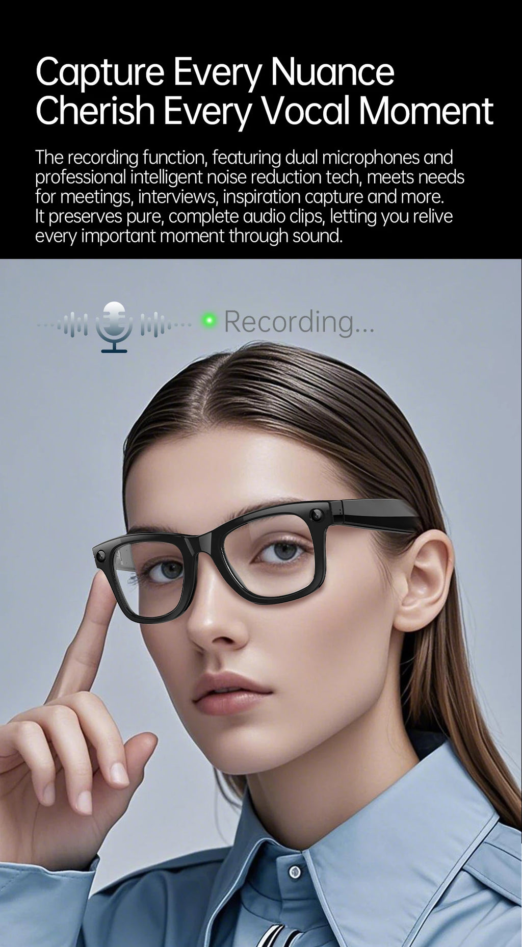 New AI Smart Glasses with Camera 8MP HD 1080P Video Record 4GB Men Women SI Real-time Translation BT Call Music Play Sunglasses