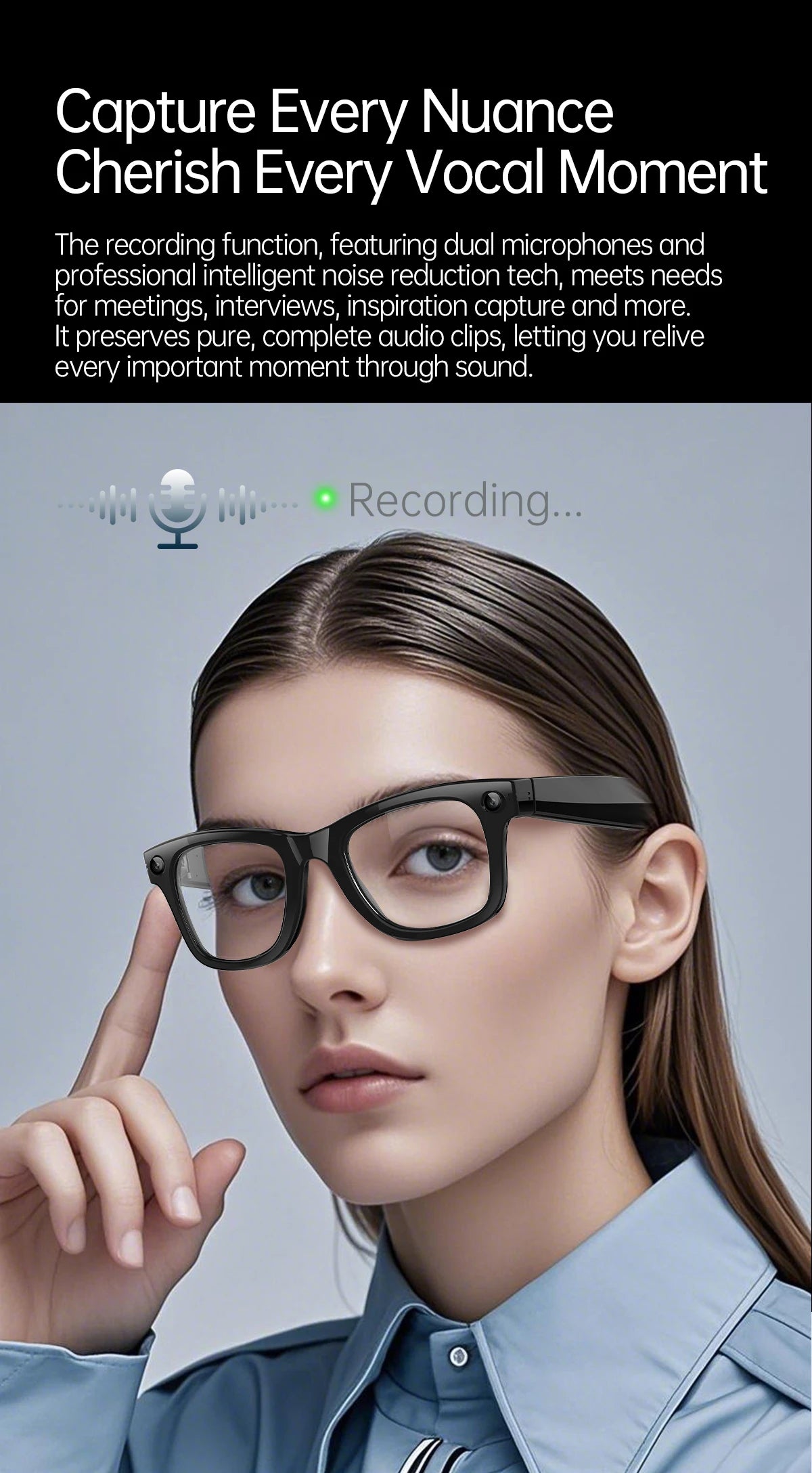 New AI Smart Glasses with Camera 8MP HD 1080P Video Record 4GB Men Women SI Real-time Translation BT Call Music Play Sunglasses