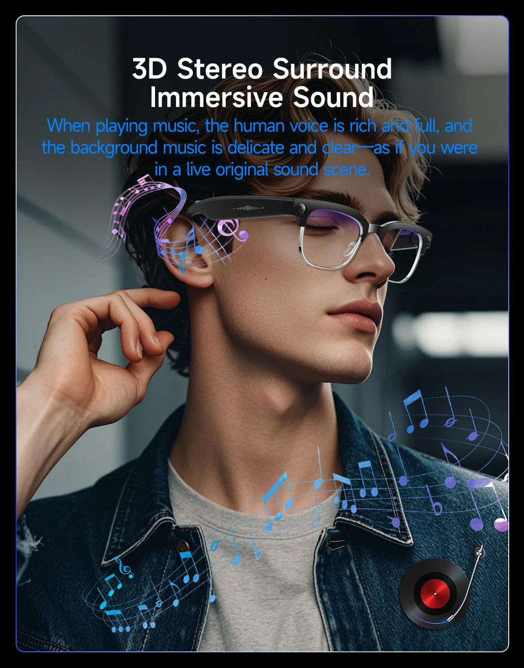 AI Smart Glasses 8 Million Pixels Recording Videos Photo Recognition Answer Translation 290mAh IP66 Waterproof Bluetooth Glasses