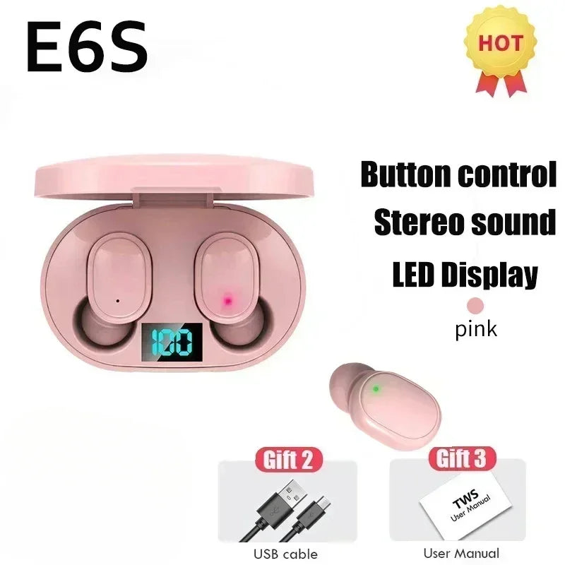 Auriculares inalámbricos Bluetooth E6S TWS auriculares Bluetooth auriculares inalámbricos auriculares con cancelación de ruido con micrófono