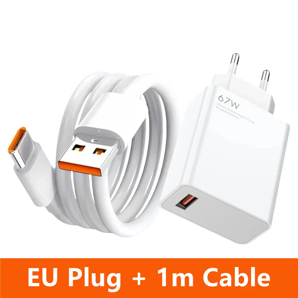 Cargador Ultra rápido 6A 67W para Xiaomi 11 12 Lite 13T 14T 15 17 Redmi Note 10 11T 12 13 14 POCO X3 X4 X5 tipo C Cable de carga USB