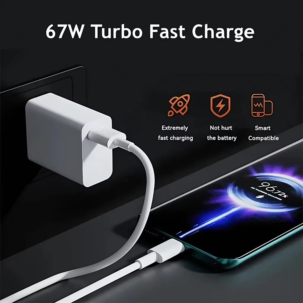 Cargador Ultra rápido de 67W UE EE. UU. para Xiaomi 11 12 13T 14T 15 Redmi Note 11T 12T 13 14 Pro POCO tipo C USB Turbo Cable de carga rápida