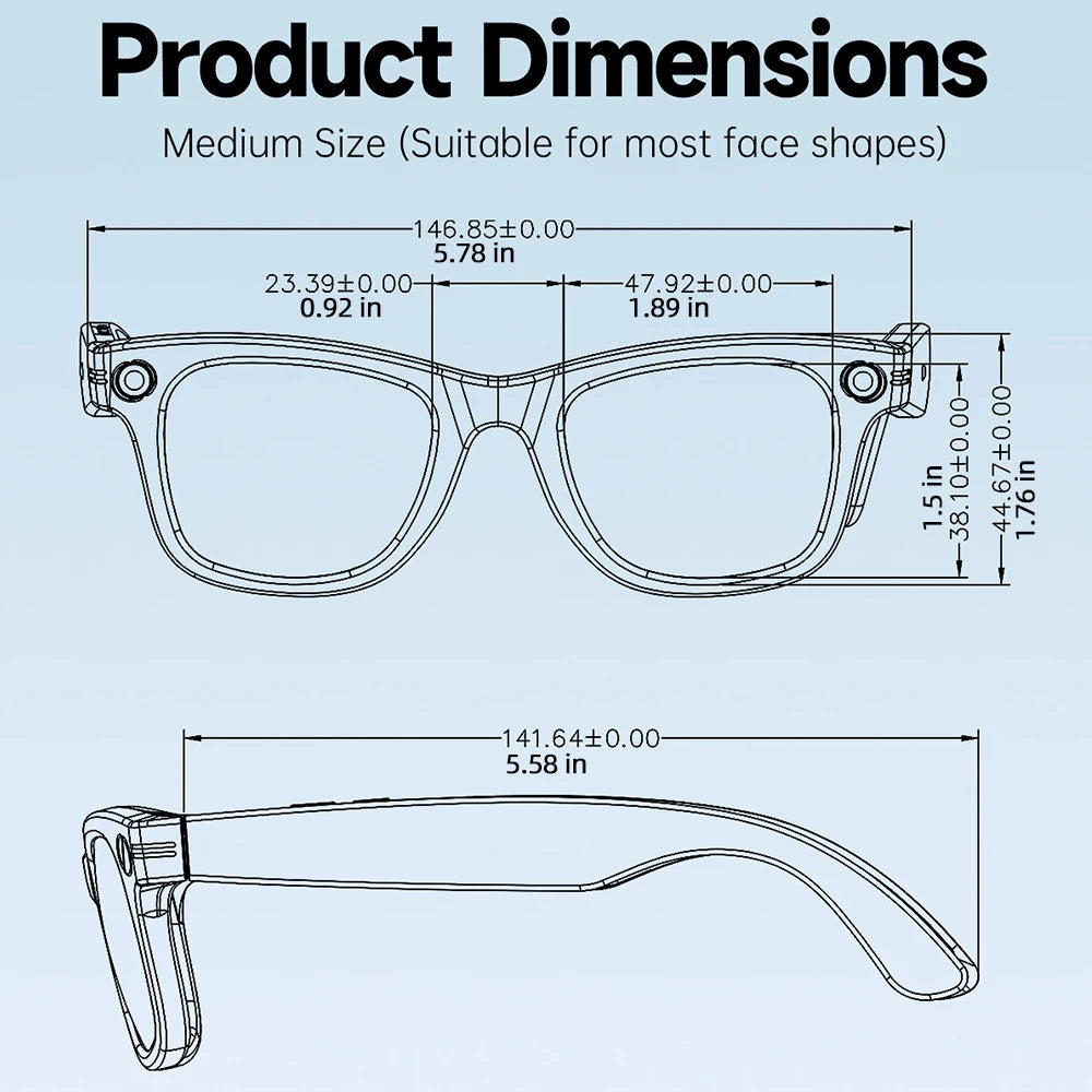 New AI Smart Glasses with Camera 8MP HD 1080P Video Record 4GB Men Women SI Real-time Translation BT Call Music Play Sunglasses