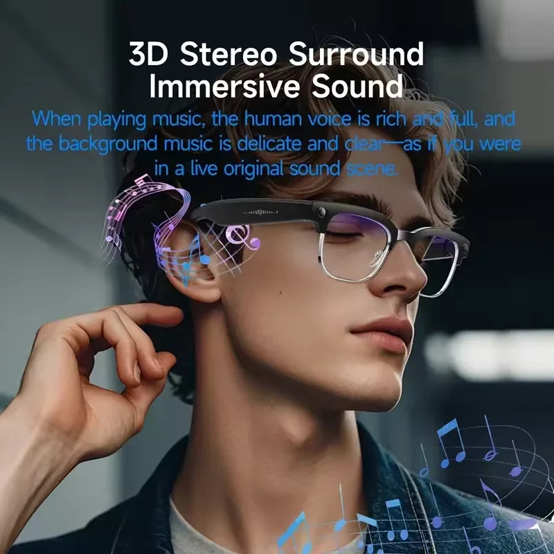 Gafas Inteligentes con IA 2026, Traducción en Más de 120 Idiomas, Cámara de 800W Píxeles, Reproductor de Música y Video, Llamadas, Gafas con Cambio de Color 8K para Hombre
