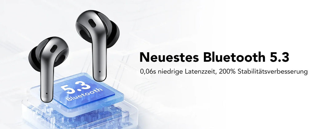 Auriculares inalámbricos con Bluetooth 5,3, reducción de ruido de llamadas de cuatro micrófonos ENC, tiempo de reproducción de 50 horas Auriculares inalámbricos Bluetooth