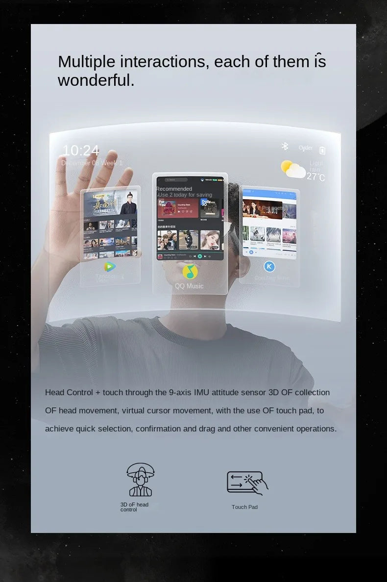 INMO Air Smart AR Glasses Real-time Translation and Text Prompt 3D With Camera For Movie Watching Full-color True Wireless