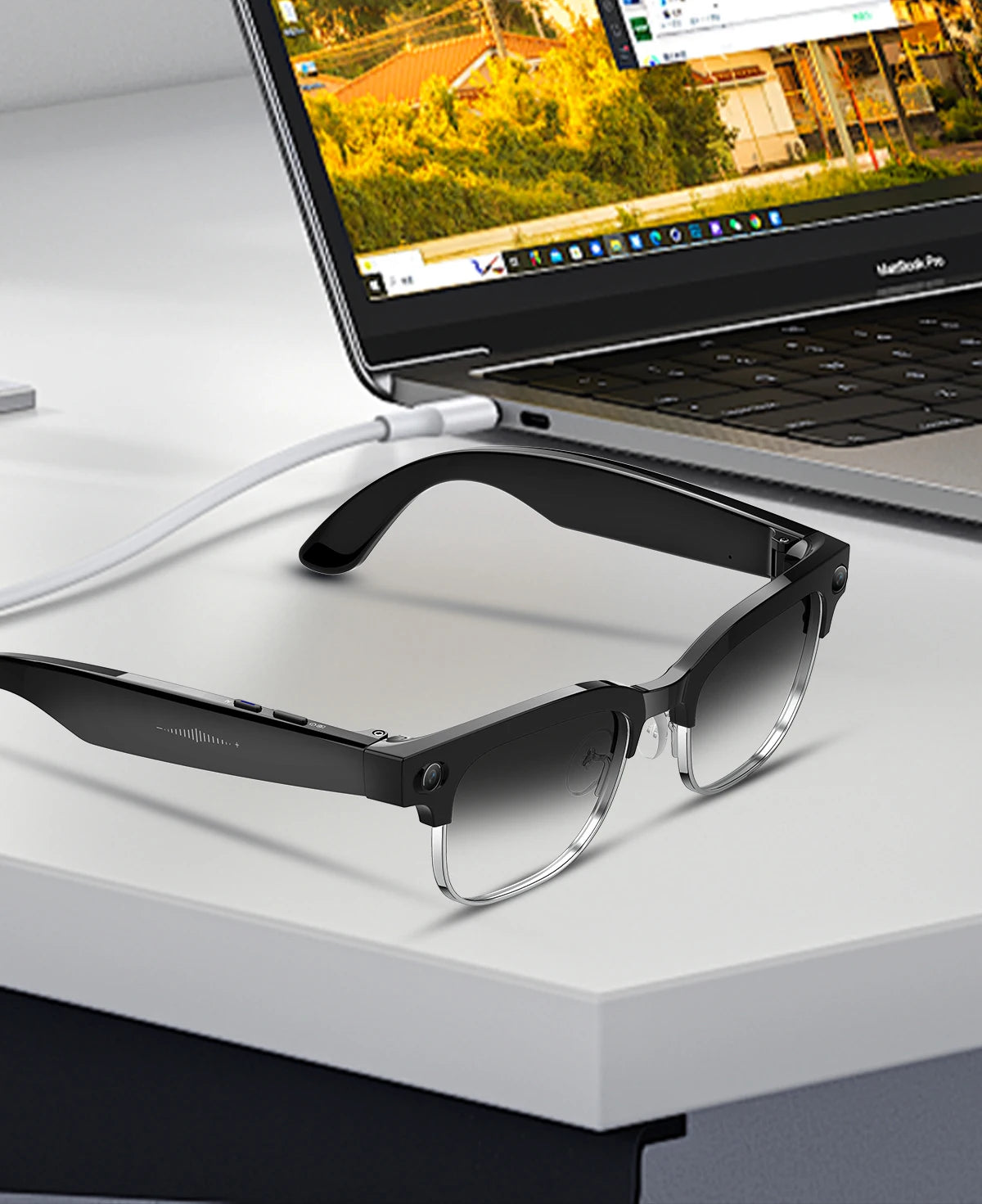 AI Smart Glasses 8 Million Pixels Recording Videos Photo Recognition Answer Translation 290mAh IP66 Waterproof Bluetooth Glasses