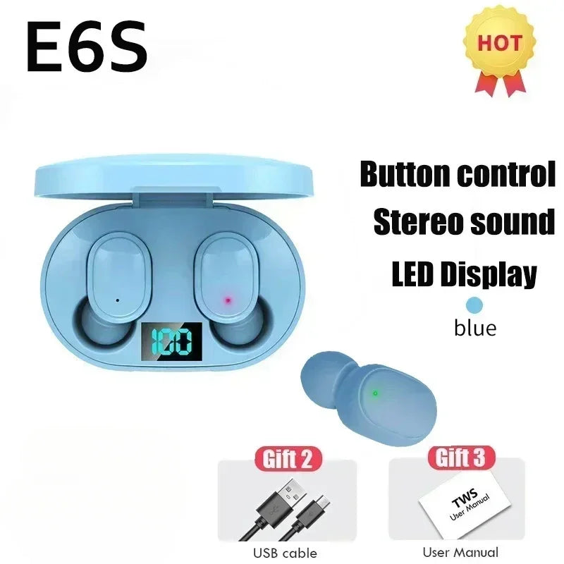 Auriculares inalámbricos Bluetooth E6S TWS auriculares Bluetooth auriculares inalámbricos auriculares con cancelación de ruido con micrófono