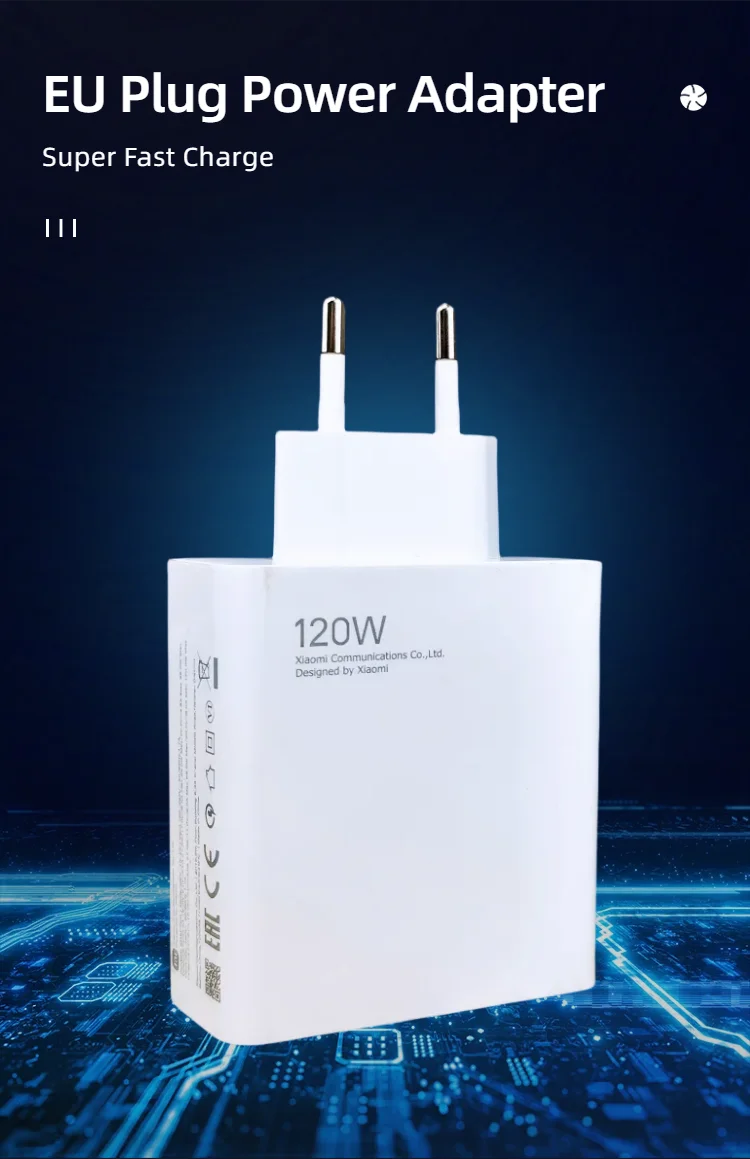 Cargador Original Xiaomi de 120W Turbo Super Carga Rápida, Adaptador EU Tipo C, Cable para Mi 13t 12s Redmi Note 14 13 12 Pro Plus