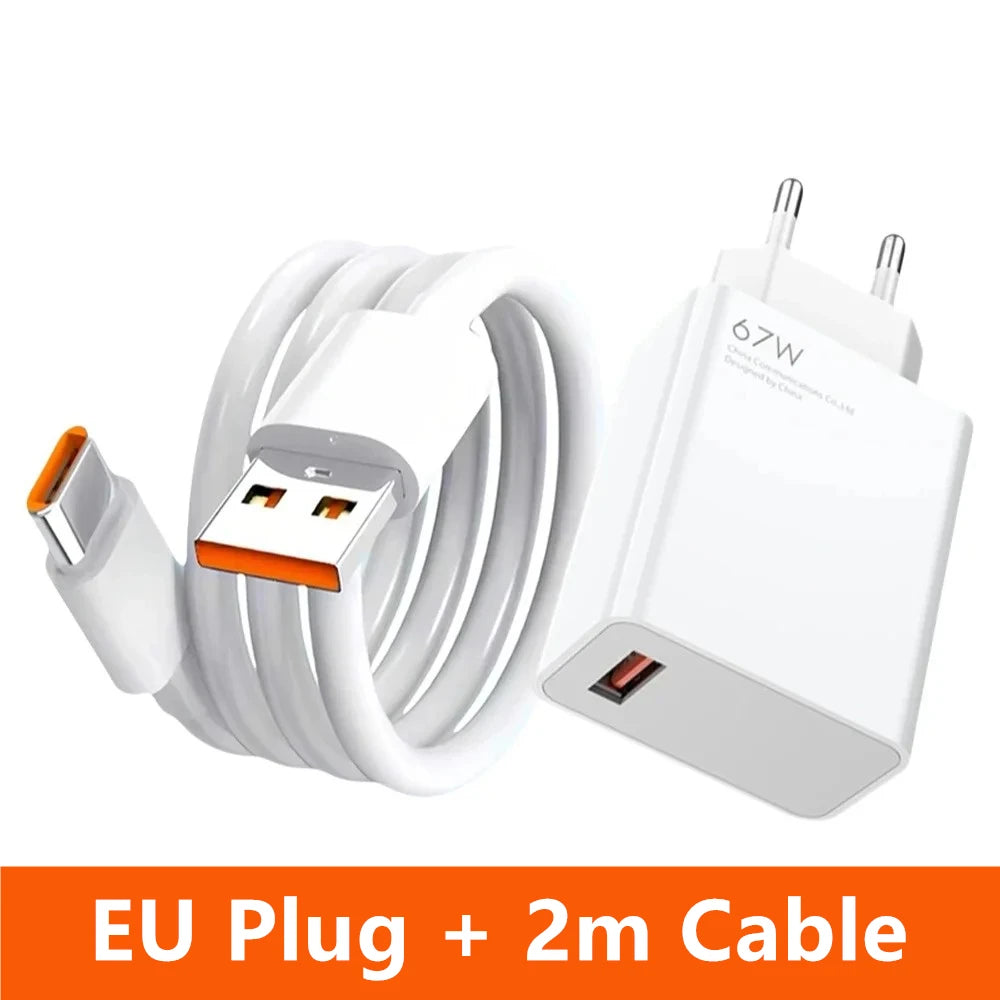 Cargador Ultra rápido 6A 67W para Xiaomi 11 12 Lite 13T 14T 15 17 Redmi Note 10 11T 12 13 14 POCO X3 X4 X5 tipo C Cable de carga USB