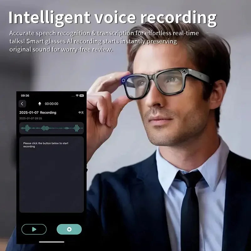 Gafas Inteligentes Meta AI TOP 1 con Cámara de 8MP, Grabación de Video, Traducción a Más de 100 Idiomas, Llamadas Bluetooth, Reproducción de Música