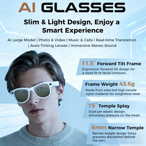 2026New Smart AI Glasses 4K 800W Camera ChatGPT Photos&Video  3600mAh Charging Case Power Bank 32GB Translation Music Sunglasses