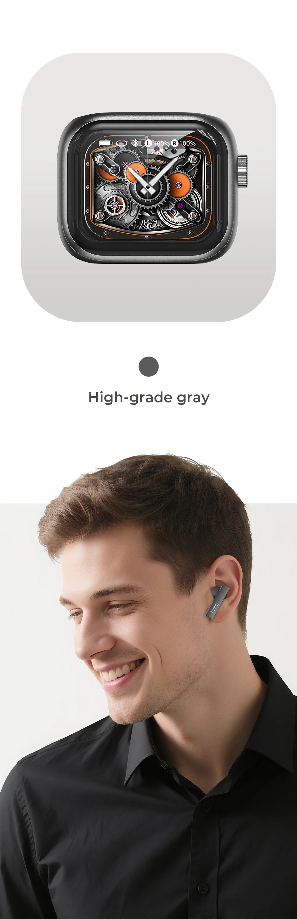 [Pantalla Ultra HD] auriculares HTC NE40 Bluetooth V6 TWS auriculares inalámbricos deportivos traductor AI auricular micrófono de reducción de ruido en la oreja