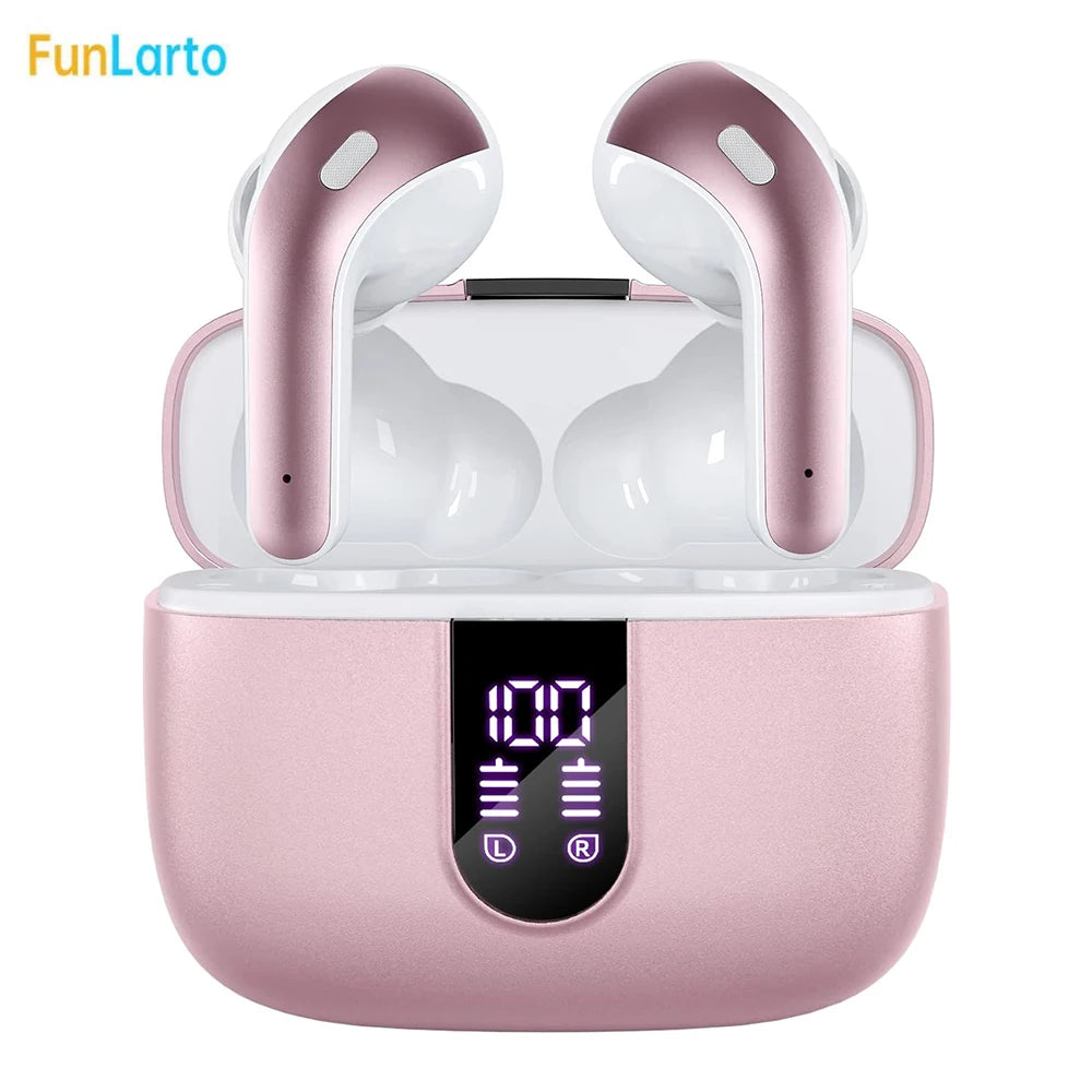 Auriculares inalámbricos con Bluetooth 5,3, reducción de ruido de llamadas de cuatro micrófonos ENC, tiempo de reproducción de 50 horas Auriculares inalámbricos Bluetooth