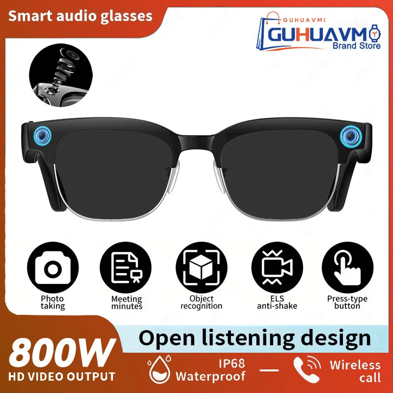 Gafas Inteligentes con IA 2026, Traducción en Más de 120 Idiomas, Cámara de 800W Píxeles, Reproductor de Música y Video, Llamadas, Gafas con Cambio de Color 8K para Hombre