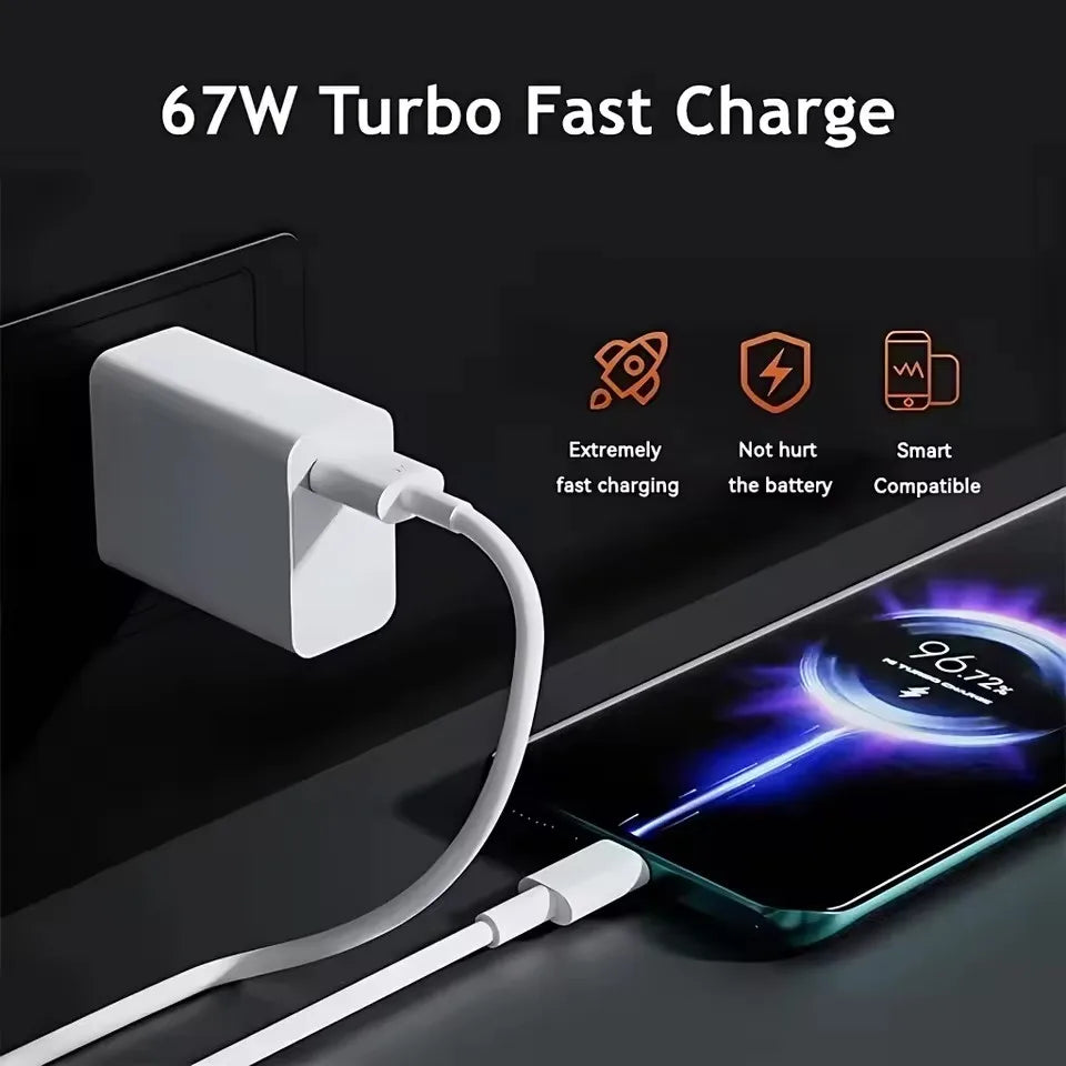 Cargador Ultra rápido 6A 67W para Xiaomi 11 12 Lite 13T 14T 15 17 Redmi Note 10 11T 12 13 14 POCO X3 X4 X5 tipo C Cable de carga USB