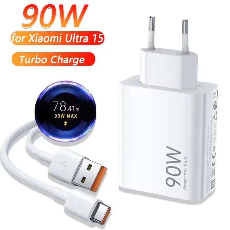 Cargador Original de 90w, adaptador de Cargador Turbo para Xiaomi 15 Ultra 15 14 Poco X7 Pro F7 Pro F7 F6 Redmi Note 14 Pro + Pad