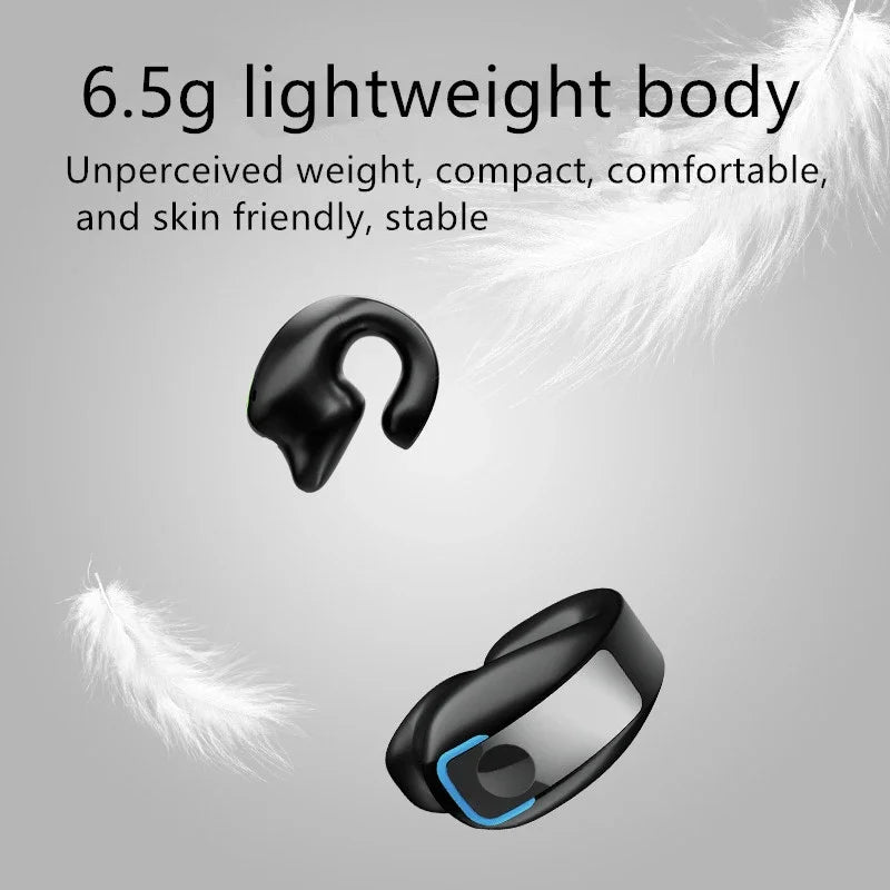 Auriculares Inalámbricos Bluetooth con Clip para la Oreja, Auriculares de Conducción Ósea de Alta Calidad, Auriculares Deportivos TWS con Cancelación de Ruido y Micrófono