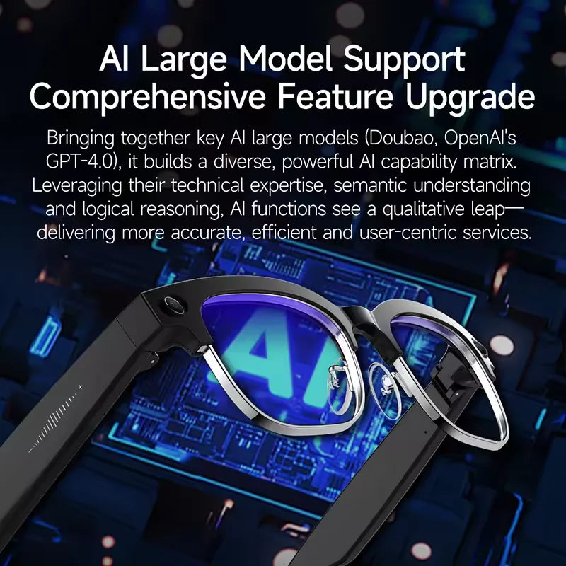 Gafas Inteligentes con IA 2026, Traducción en Más de 120 Idiomas, Cámara de 800W Píxeles, Reproductor de Música y Video, Llamadas, Gafas con Cambio de Color 8K para Hombre