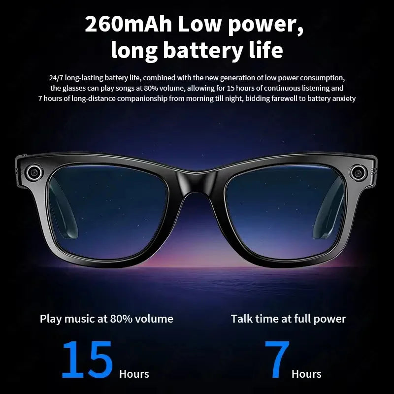 Gafas Inteligentes Meta AI TOP 1 con Cámara de 8MP, Grabación de Video, Traducción a Más de 100 Idiomas, Llamadas Bluetooth, Reproducción de Música