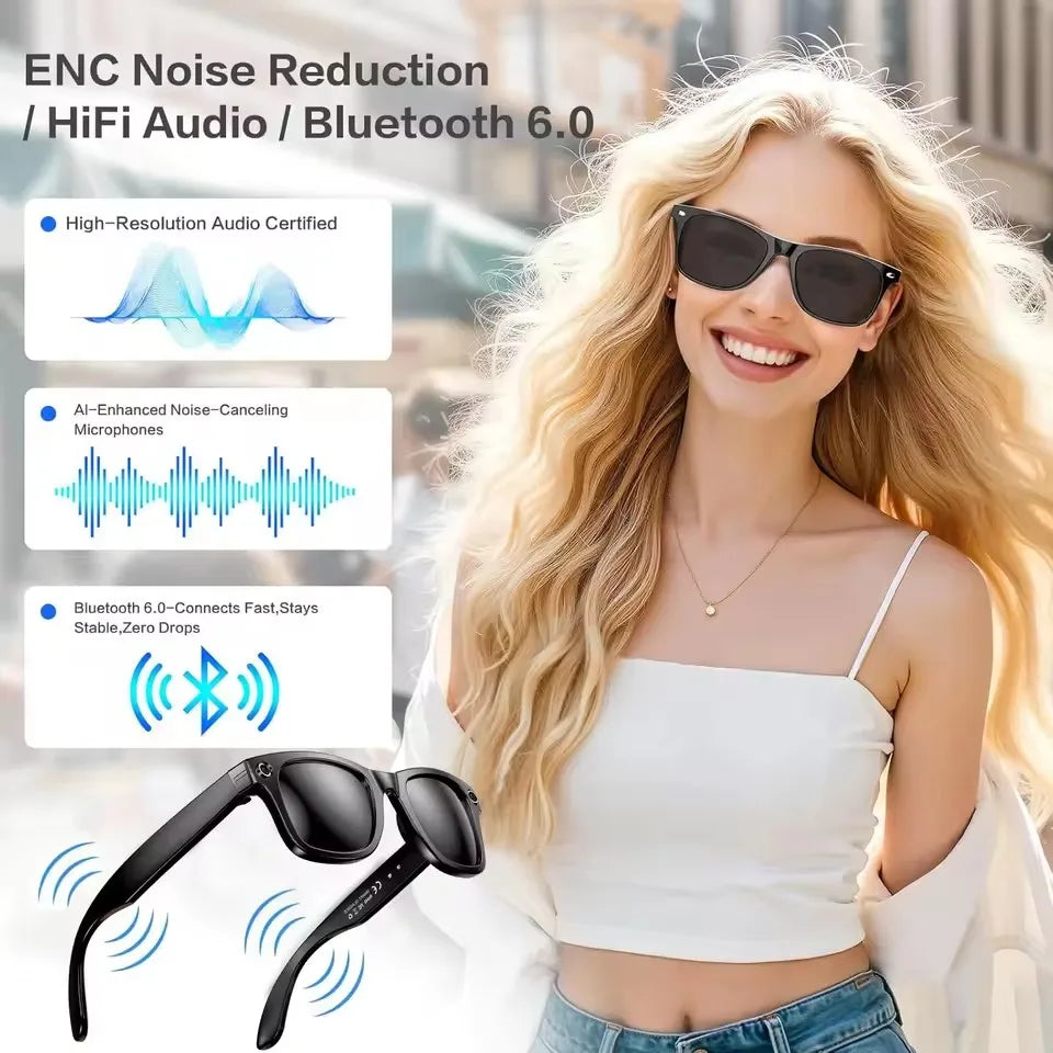 Gafas Inteligentes con IA 2026, Traducción en Más de 120 Idiomas, Cámara de 800W Píxeles, Reproductor de Música y Video, Llamadas, Gafas con Cambio de Color 8K para Hombre