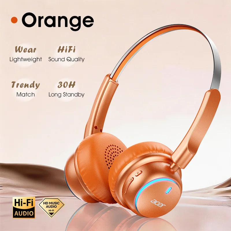 Acer Ohr645 Nuevos auriculares inalámbricos supraaurales con sonido envolvente, efecto de sonido de alta calidad, diseño de ajuste giratorio, tiempo de espera prolongado, adecuados para deportes y otras ocasiones para disfr