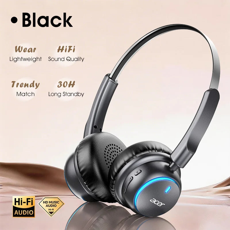 Acer Ohr645 Nuevos auriculares inalámbricos supraaurales con sonido envolvente, efecto de sonido de alta calidad, diseño de ajuste giratorio, tiempo de espera prolongado, adecuados para deportes y otras ocasiones para disfr