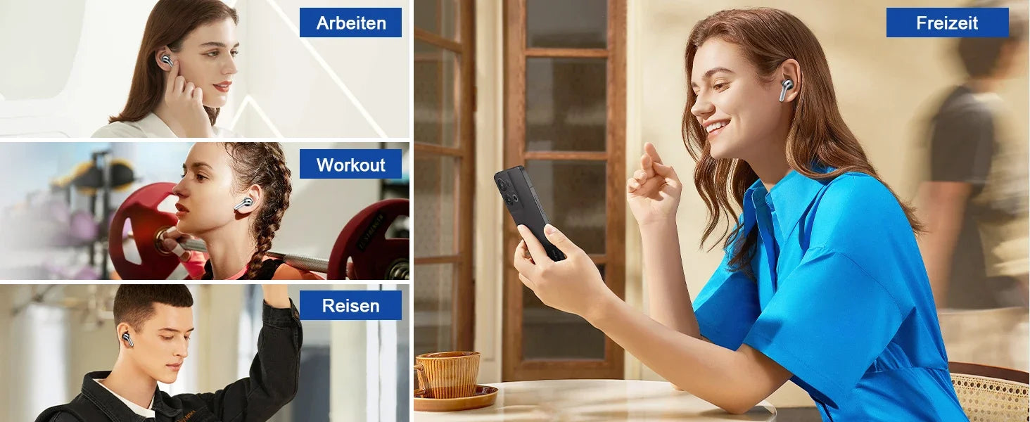 Auriculares inalámbricos con Bluetooth 5,3, reducción de ruido de llamadas de cuatro micrófonos ENC, tiempo de reproducción de 50 horas Auriculares inalámbricos Bluetooth
