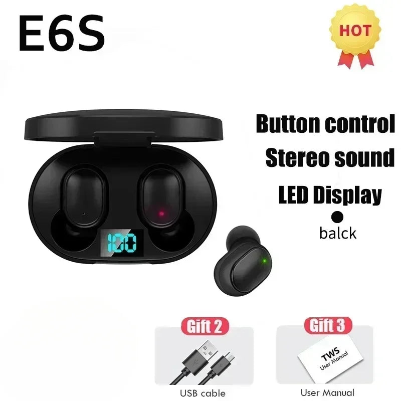 Auriculares inalámbricos Bluetooth E6S TWS auriculares Bluetooth auriculares inalámbricos auriculares con cancelación de ruido con micrófono