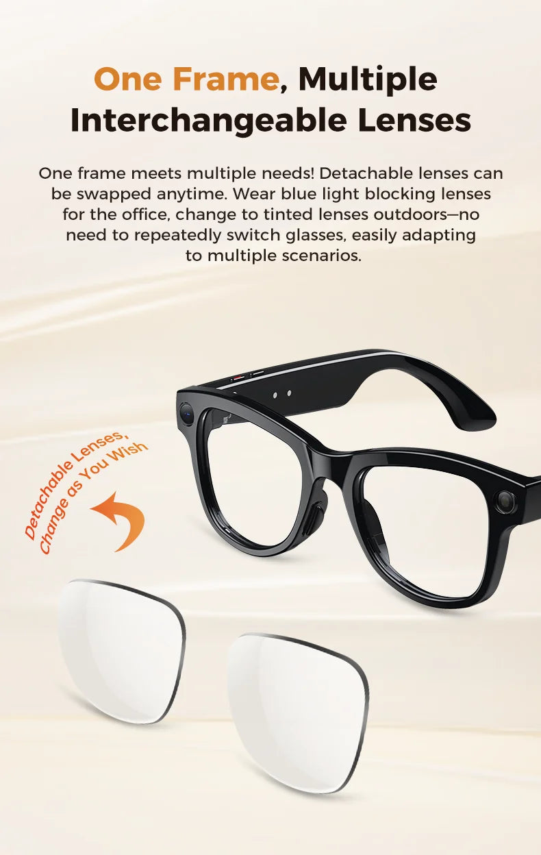 2026New Smart AI Glasses 4K 800W Camera ChatGPT Photos&Video  3600mAh Charging Case Power Bank 32GB Translation Music Sunglasses