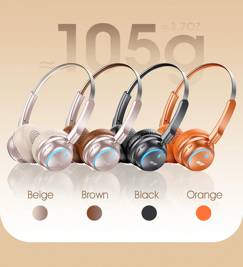 Acer Ohr645 Nuevos auriculares inalámbricos supraaurales con sonido envolvente, efecto de sonido de alta calidad, diseño de ajuste giratorio, tiempo de espera prolongado, adecuados para deportes y otras ocasiones para disfr
