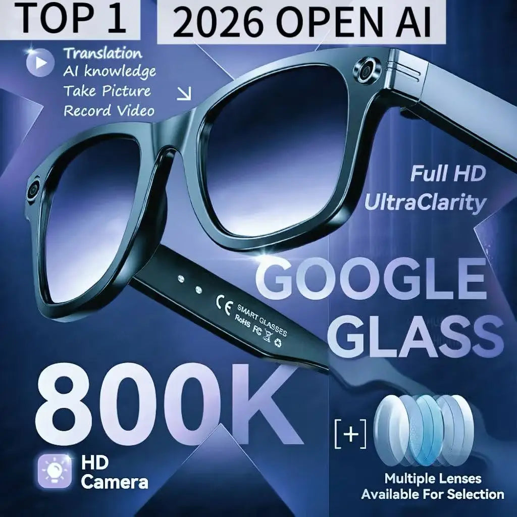 Gafas Inteligentes Meta AI TOP 1 con Cámara de 8MP, Grabación de Video, Traducción a Más de 100 Idiomas, Llamadas Bluetooth, Reproducción de Música