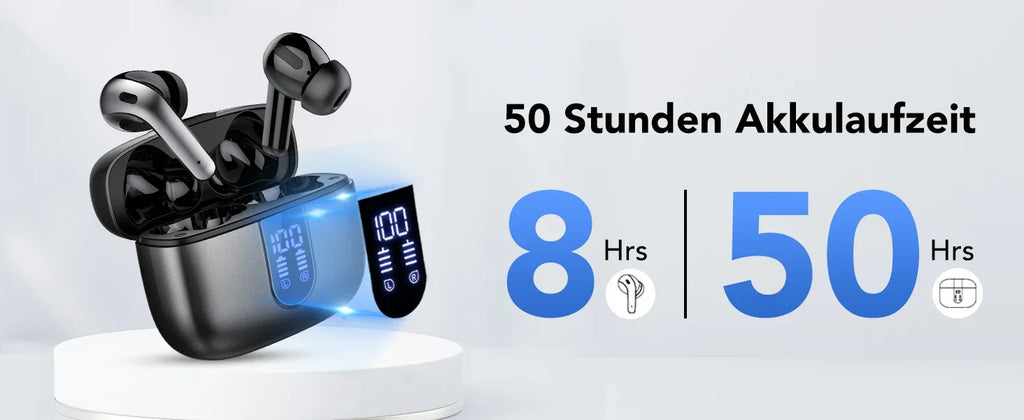 Auriculares inalámbricos con Bluetooth 5,3, reducción de ruido de llamadas de cuatro micrófonos ENC, tiempo de reproducción de 50 horas Auriculares inalámbricos Bluetooth