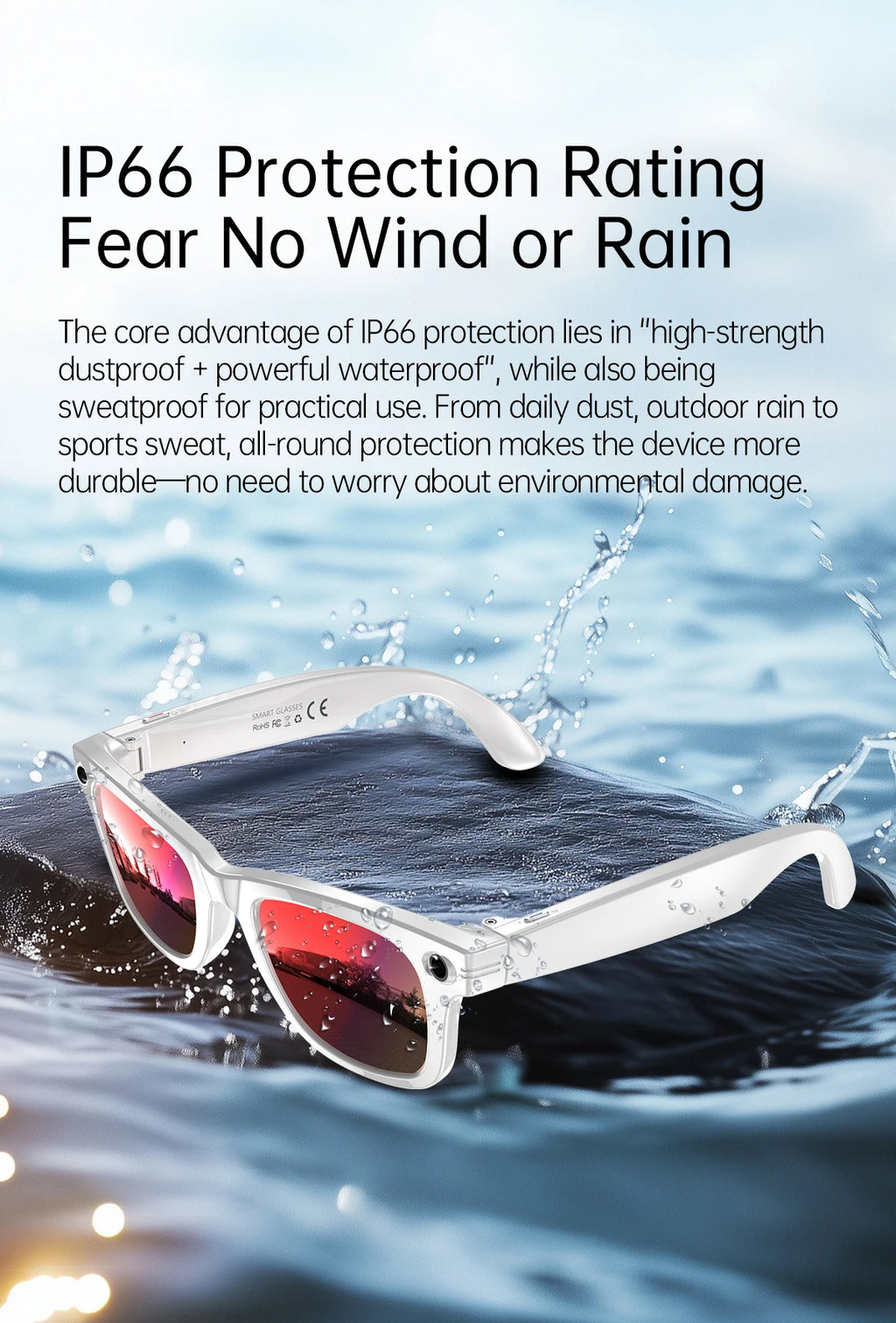 New AI Smart Glasses with Camera 8MP HD 1080P Video Record 4GB Men Women SI Real-time Translation BT Call Music Play Sunglasses