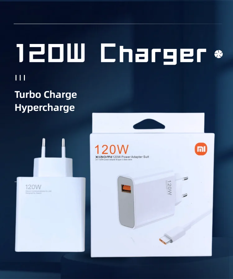 Cargador Original Xiaomi de 120W Turbo Super Carga Rápida, Adaptador EU Tipo C, Cable para Mi 13t 12s Redmi Note 14 13 12 Pro Plus