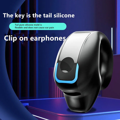 Auriculares Inalámbricos Bluetooth con Clip para la Oreja, Auriculares de Conducción Ósea de Alta Calidad, Auriculares Deportivos TWS con Cancelación de Ruido y Micrófono