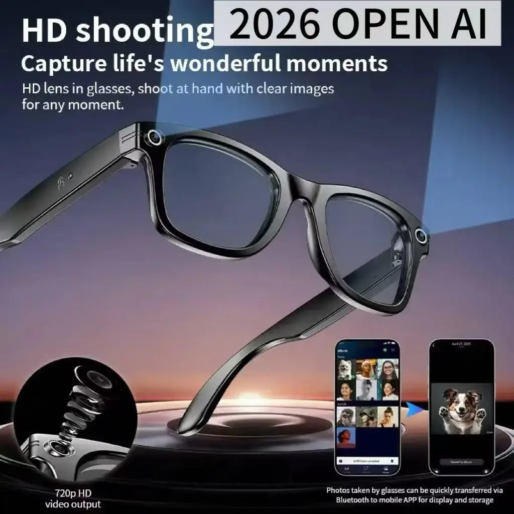 Gafas Inteligentes Meta AI TOP 1 con Cámara de 8MP, Grabación de Video, Traducción a Más de 100 Idiomas, Llamadas Bluetooth, Reproducción de Música