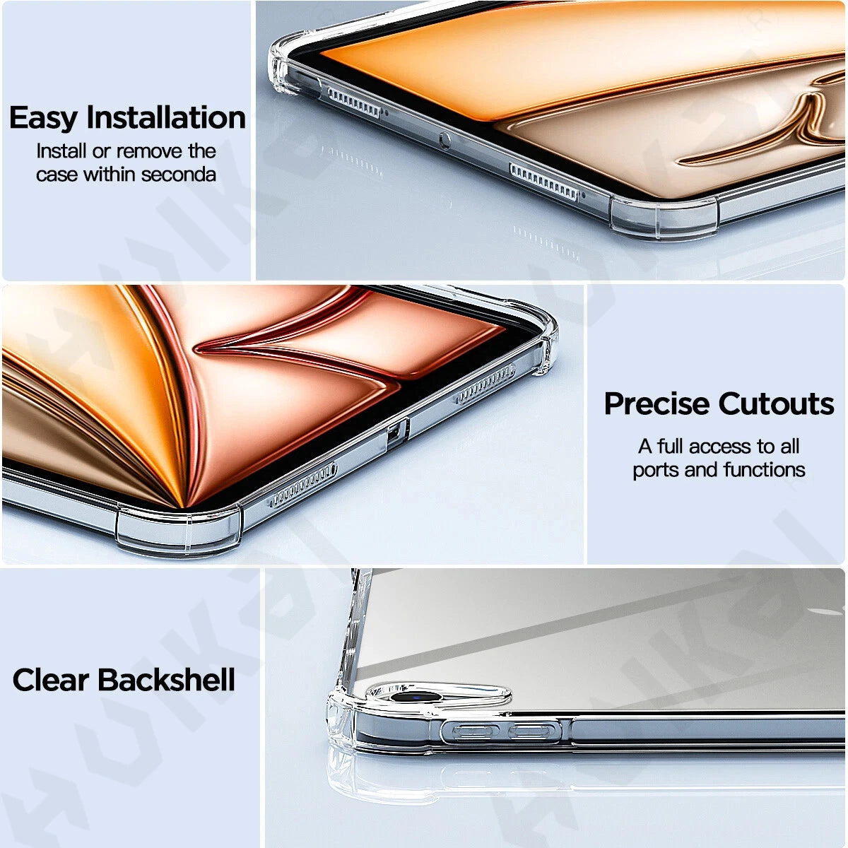 Funda para iPad Air 13 11 M4 pulgadas 2026, cubierta protectora transparente de TPU delgada para tableta, Fundas